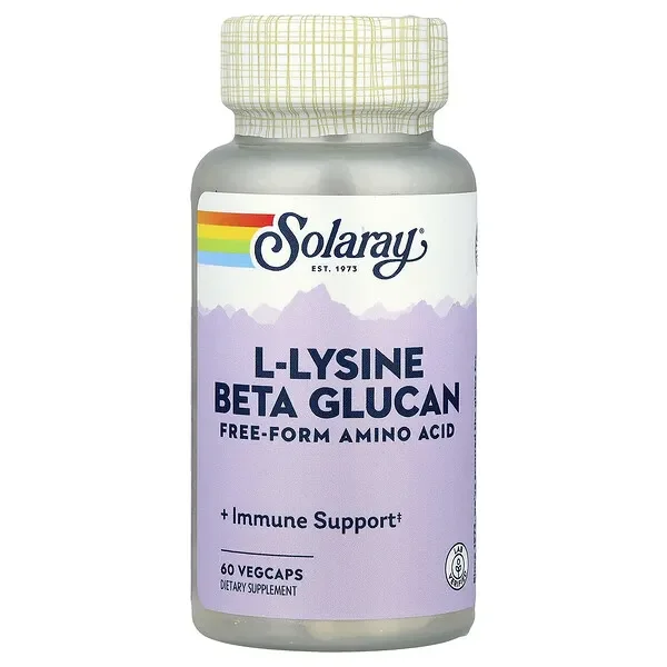 Solaray, L-Lysine Beta Glucan, 60 VegCaps Limited Time