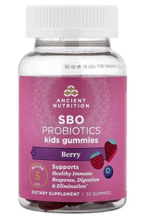 Ancient Nutrition, Kids, SBO Probiotics Gummies, Berry, 5 Billion CFU, 30 Gummies Best Seller