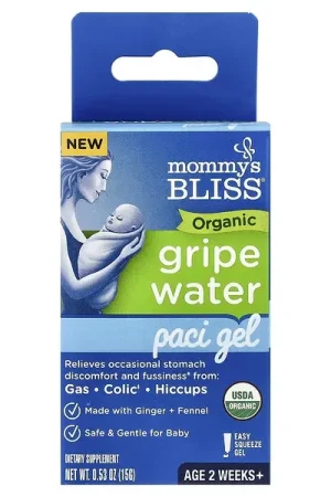 Fast Shipping Mommy‘s Bliss, Organic Gripe Water, Paci Gel, Age 2 Weeks+, 0.53 oz (15 g)
